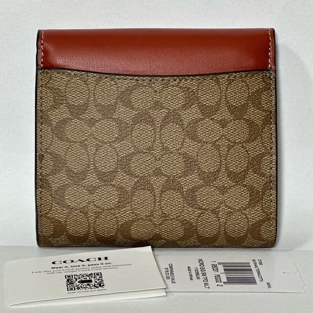 *NWT* COACH Small Trifold Wallet In Colorblock Signature Canvas - Picture 2 of 10